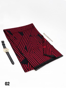 Reversible Cross Striped Cashmere Feeling Scarf